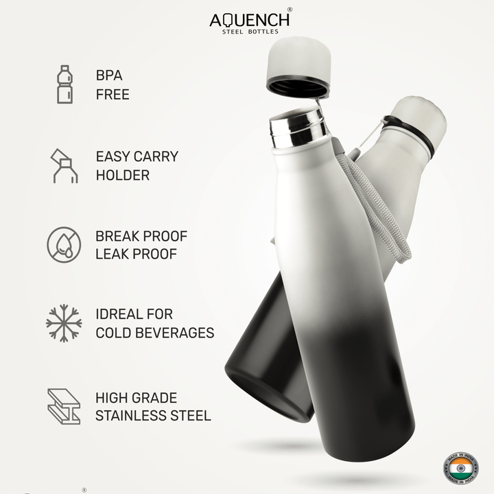 Cola Black Grey Dual Colored Water Bottle - Aquench