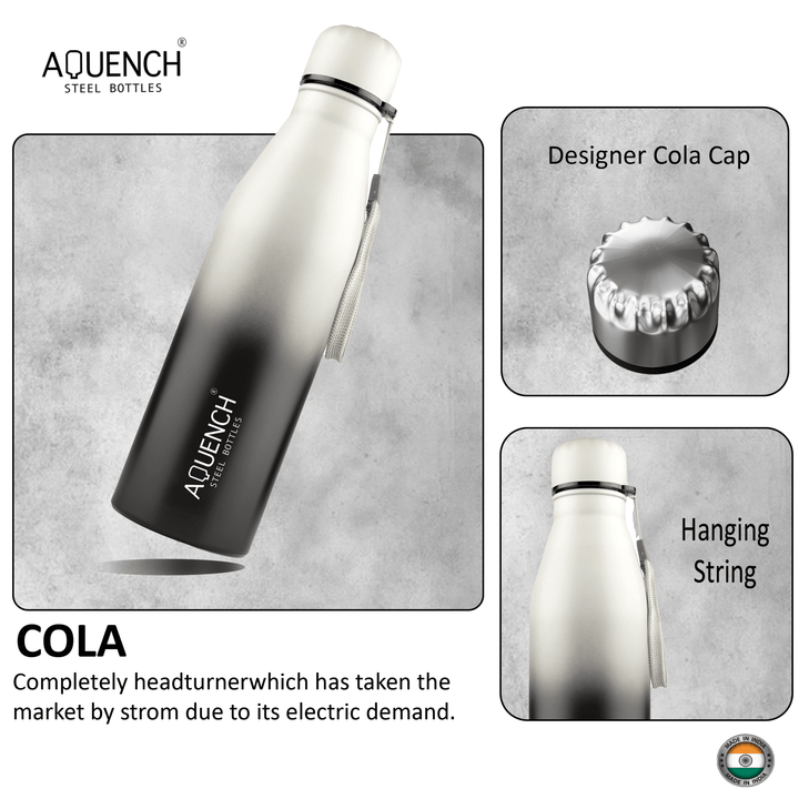 Cola Black Grey Dual Colored Water Bottle - Aquench