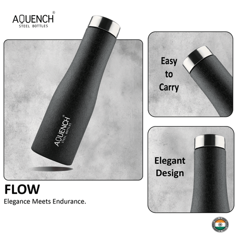 Flow Charcoal Black Water Bottle - Aquench