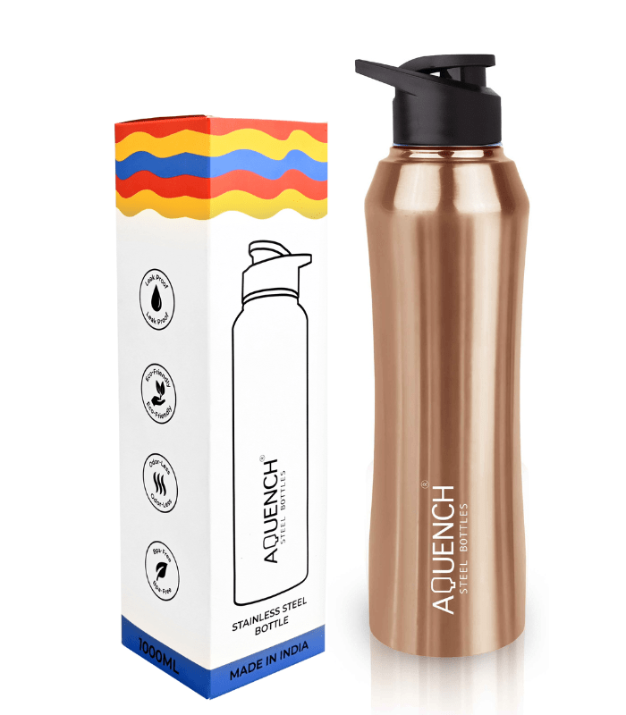 Rush Metallic Stainless Steel Water Bottle - Aquench